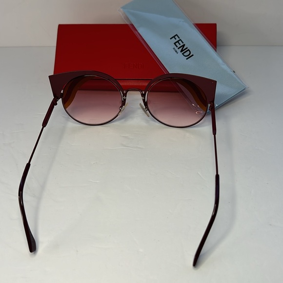 💯 - New Authentic Fendi FF 0215/s 00l9- X4 Burgundy Cat Eye Sunglasses - Picture 15 of 17